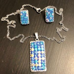 NWT Blue Necklace and Earring set